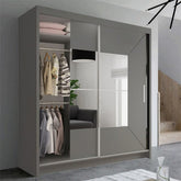 Nicole Grey Wardrobe with Sliding & Mirror Door | Fast UK Delivery